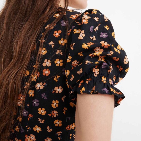 Madewell Smock-Sleeve Button-Front Mini Dress Happy Hibiscus Size 2 Floral $128 - Picture 3 of 16